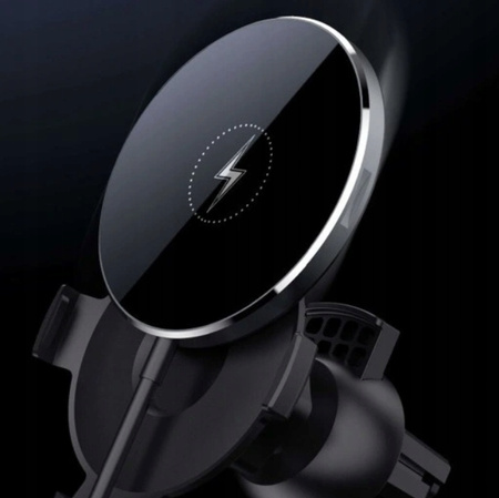 ŁADOWARKA BEZPRZEWODOWA 15W UCHWYT SAMOCHODOWY KRATKA IPHONE MAG SAFE