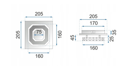 Lampa Sufitowa Plafon Kwadrat Glamour Kryształowy Chrom biały ciepły 3000k