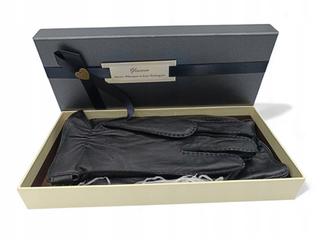 YISEVEN RĘKAWICZKI MĘSKIE CZARNE OWCZA SKÓRA ROZM M