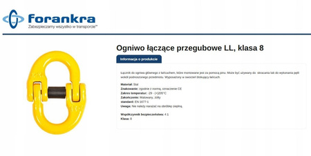 Ogniwo łączące przegubowe LL, klasa 8