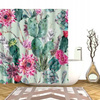 ZASŁONA PRYSZNICOWA MOTYW KWIATÓW I KAKTUSÓW DEKORACYJNA 180x180CM PREMIUM