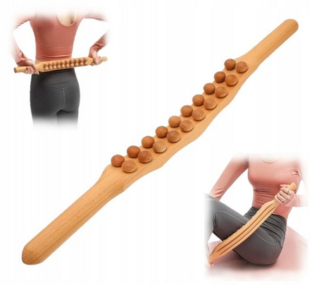 Drewniany masażer do ciała – wałek z wypustkami / roller relaksacyjny