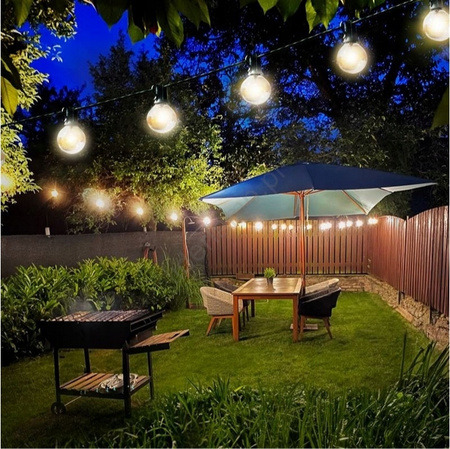 Zewnętrzny łańcuch dekoracyjny 20LED GIRLANDA 20m czarny IP44 ciepła biel