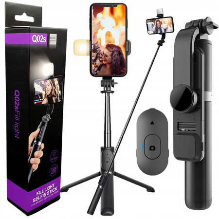 KIJEK DO SELFIE STICK TRIPOD STATYW z PILOTEM z LAMPA BLUETOOTH 104cm 360° (1)
