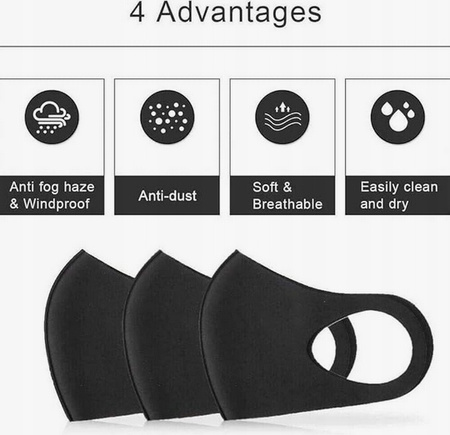 6X MASECZKA MASKA ANTYSMOGOWA OCHRONNA ROBOCZA NA TWARZ - WIELORAZOWA