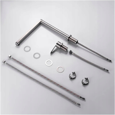 Bateria kuchenna ze stali nierdzewnej szczotkowanej stojąca chowana