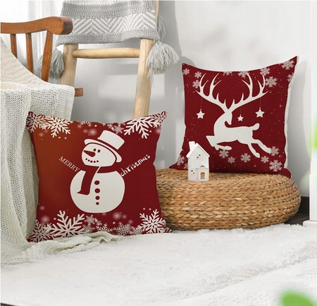 ZESTAW 4 POSZEWEK NA PODUSZKĘ BOŻE NARODZENIE DEKORACJA OZDOBNA 45X45CM