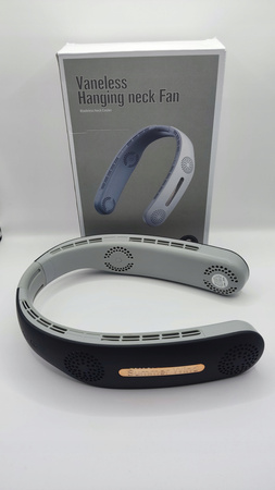 Mini wentylator na szyję przenośny bezłopatkowy biały
