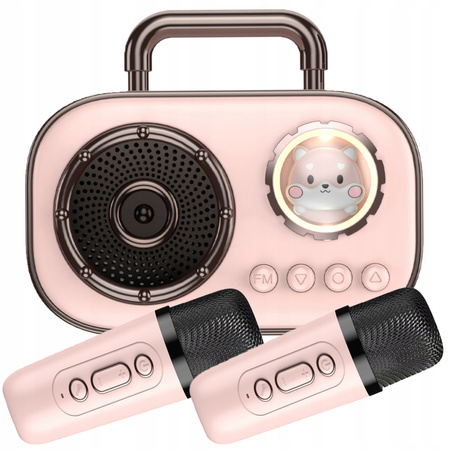 Zestaw do karaoke  radio fm dwa mikrofony modulacja głosu powystawowy