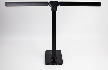 LAMPA PODWÓJNA KREŚLARSKA BIURKOWA, LED CZARNA POŁĄCZENIE USB