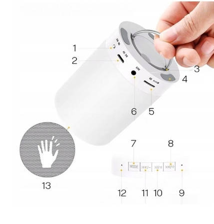LAMPKA NOCNA Z GŁOŚNIKIEM BLUETOOTH, DOTYKOWA LAMPKA NOCNA, 6 KOLORÓW