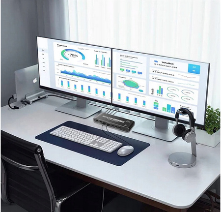 Przełącznik KVM 2x2 4K 60Hz 4 USB C RJ45 PD typ C do 2 laptopy i 2 monitory