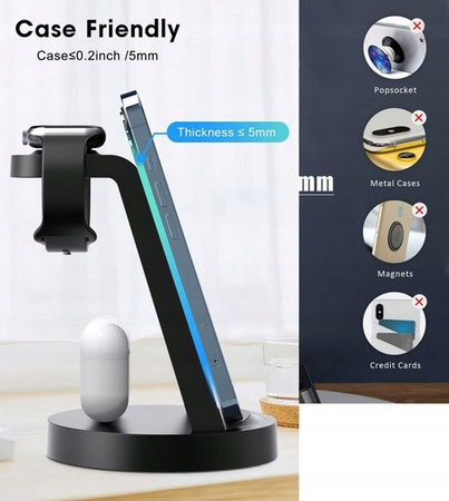 ŁADOWARKA BEZPRZEWODOWA 3W1 CW350 TELEFON ZEGAREK