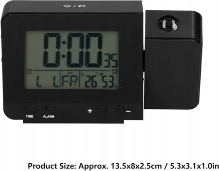 Zegar Projekcyjny z Budzikiem + Termometr + Higrometr