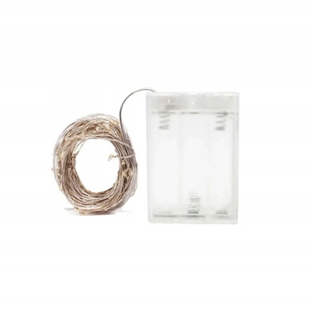 Lampki LED na Druciku – 2,5 m, 20 LED, Ciepłe Białe Światło, Zasilanie 3×AA