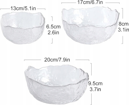 Miska OZDOBNA szklana złota 3szt S M L zestaw