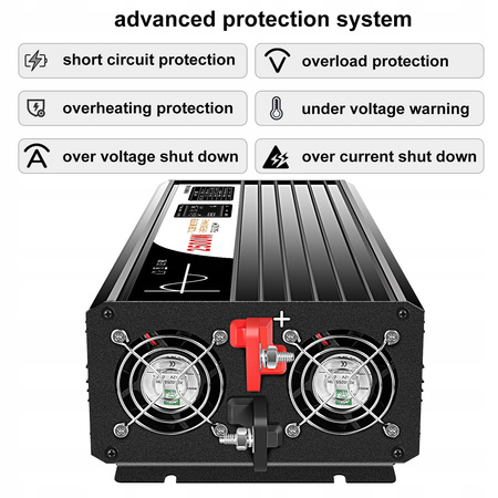 Falownik 2500 W, 12 V, przetwornica , czysta sinus ,pilot 4m ,powystawowa
