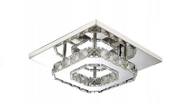 Lampa Sufitowa Plafon Kwadrat Glamour Kryształowy Chrom biały ciepły 3000k