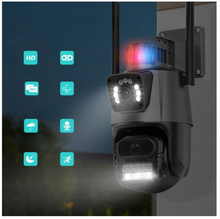 PODWÓJNA KAMERA WIFI IP SMART ZEWNĘTRZNA 1080p FULL HD 2x3MP DETEKCJA ALARM