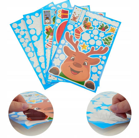 Zestaw 5 szt NAKLEJKI Świąteczne Ozdoby Okienne DEKORACJA na Szybę Kolorowe