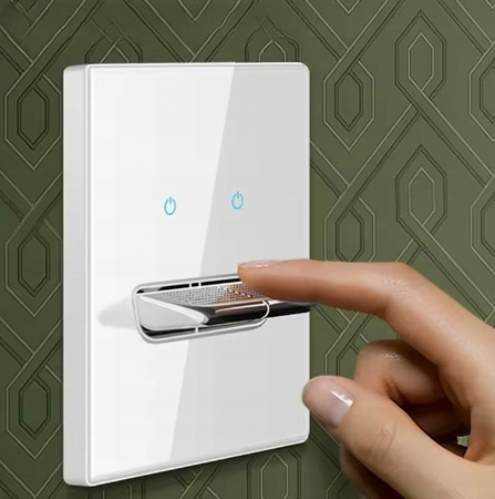 PRZEŁĄCZNIK WŁĄCZNIK ŚWIATŁA SZKLANY BIAŁY POŁYSK 2-KANAŁOWY