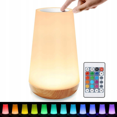 LAMPKA NOCNA LED ŚCIEMNIALNE RGB DOTYKOWA + PILOT
