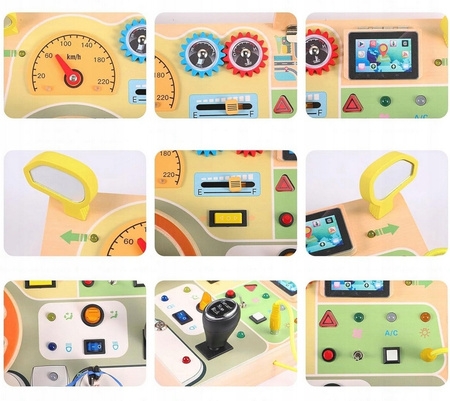  Tablica Manipulacyjna Drewniana Sensoryczna Montessori Edukacyjna Światełka