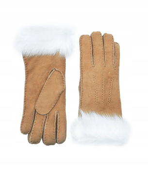 YISEVEN RĘKAWICZKI DAMSKIE Z FUTERKIEM OWCZA SKÓRA ROZ M