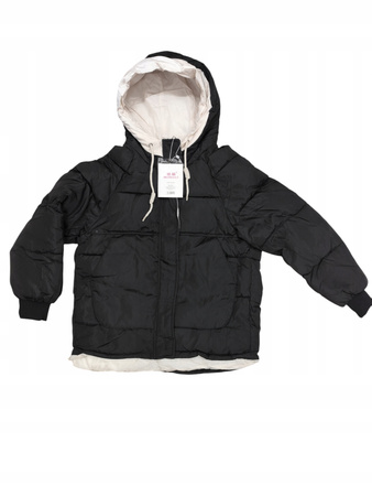 CIEPŁA KURTKA ZE ŚCIĄGACZAMI ZIMOWA DAMSKA JESIENNA OCIEPLANA Z KAPTUREM S