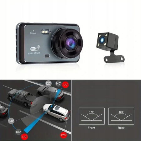 WIDEOREJESTRATOR SAMOCHODOWY KAMERA SAMOCHODOWA GPS WIFI FHD SD powystawowy