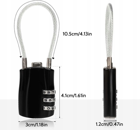 3-cyfrowa kłódka kodowana z długim pałąkiem, 3-pak