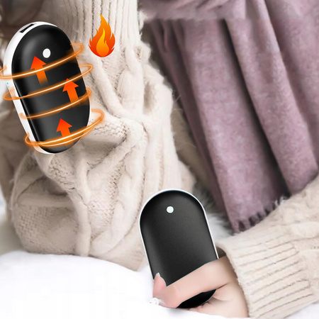 OGRZEWACZ DO RĄK USB 5000MAH SREBRNY POWERBANK 2w1