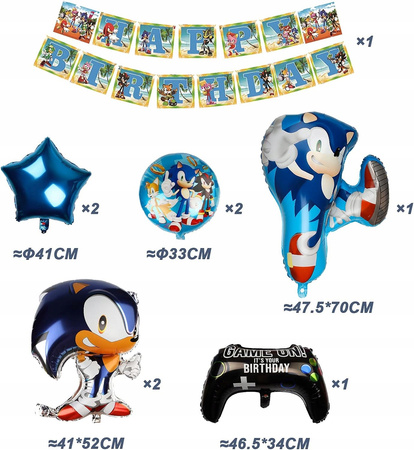 Zestaw Urodzinowy Balony Sonic Dekoracje Balony