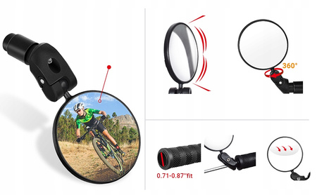Rowerowe lusterko wsteczne, odpowiednie do kierownic 18-22mm 1 para