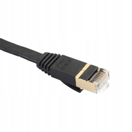 Kabel cat8 ethernet 2000MHz 7,5m czarny + zestaw do montażu