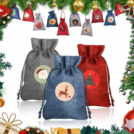 WORECZKI LNIANE ZE SZNURKIEM JUTOWE NA PREZENT Z JUTY 13x10 cm 24szt