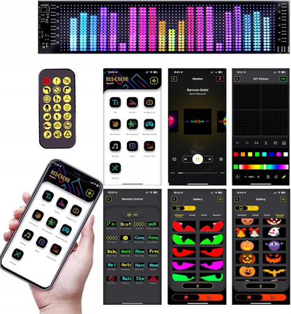 PANEL MATRYCOWY LED MATRIX RGB PILOT WYŚWIETLACZ PROGRAMOWALNY USB 5V