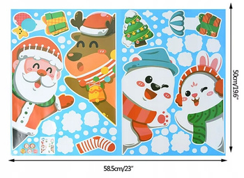 Naklejki Świąteczne na Okno Szybę Święta renifer miś króliczek