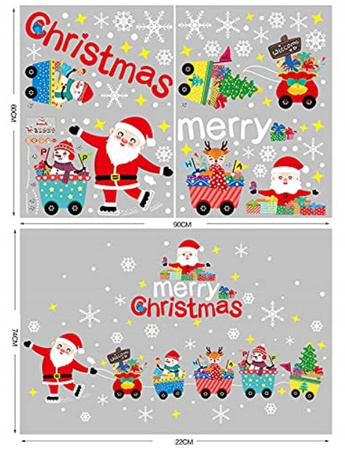 Naklejki na okno szybę Świąteczne Ozdoby mikołaj