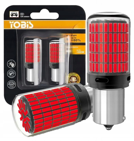 ŻARÓWKI LED P21W BA15S 1156 CANBUS CZERWONE BARDZO MOCNE 2500LM 150SMD