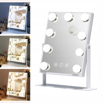 Profesjonalne Lustro LED do Makijażu Łazienka Salon z 10x małym lusterkiem