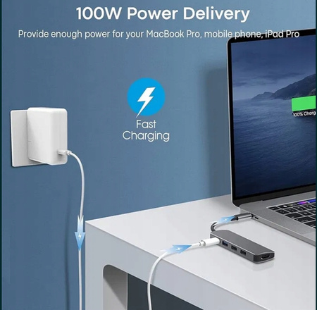 Adapter USB C 5 w 1, z wyjściem HDMI 4K