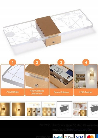 Lampa ścienna LED Kinkiet 5W Trzy Barwy Swiatła