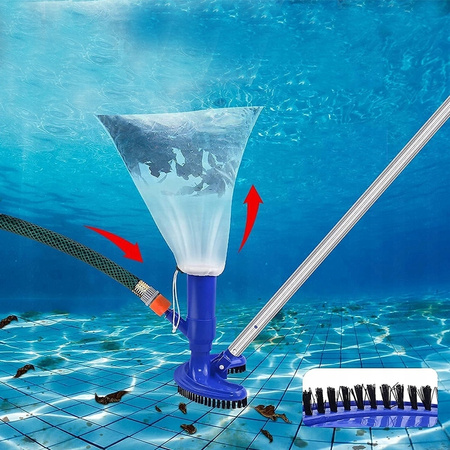 ZESTAW DO CZYSZCZENIA BASENU I OCZKA WODNEGO – ODKURZACZ BASENOWY + SIATKA