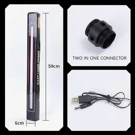 Zestaw 2 mieczy świetlnych 2 w 1, z podwójnym ostrzem 12 kolorów