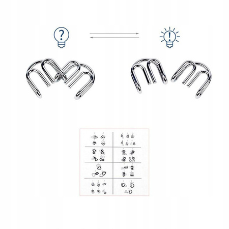METALOWE PUZZLE z drutu łamigłówka zabawka sztuczka test IQ dla dorosłych