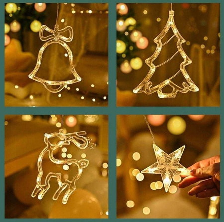 LAMPKI LED KURTYNA RENIFER 2,5M 138 LED BIAŁY CIEPŁY 8 TRYBÓW IP44 SIECIOWE