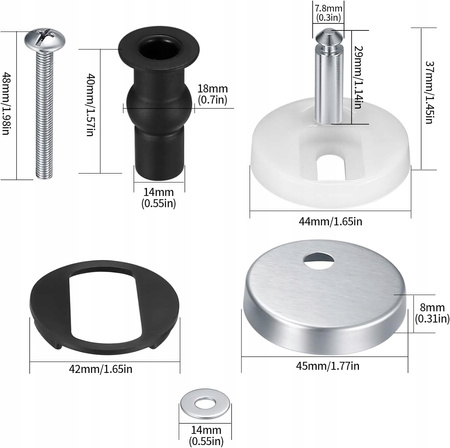 2X WYMIENNE ZAWIASY DO DESKI SEDESOWEJ NAKRĘTKI MOCUJĄCE SOLIDNE PARA 45mm