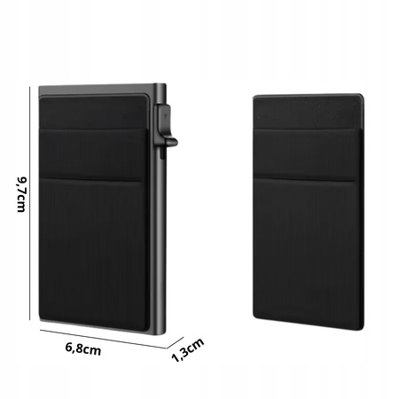 Portfel męski etui na karty przycisk do wysuwania kart czarny + gratis