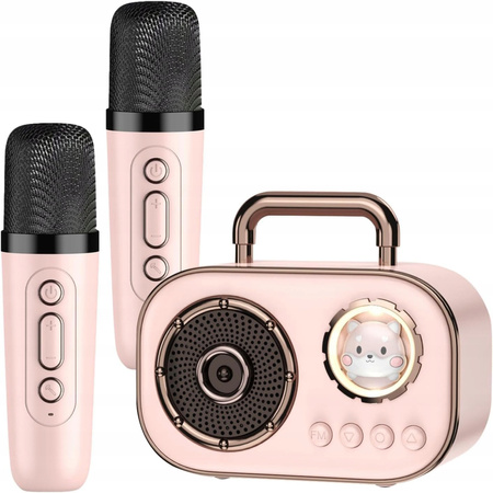 Zestaw do karaoke AMT AMT-DZ015 radio fm dwa mikrofony modulacja głosu